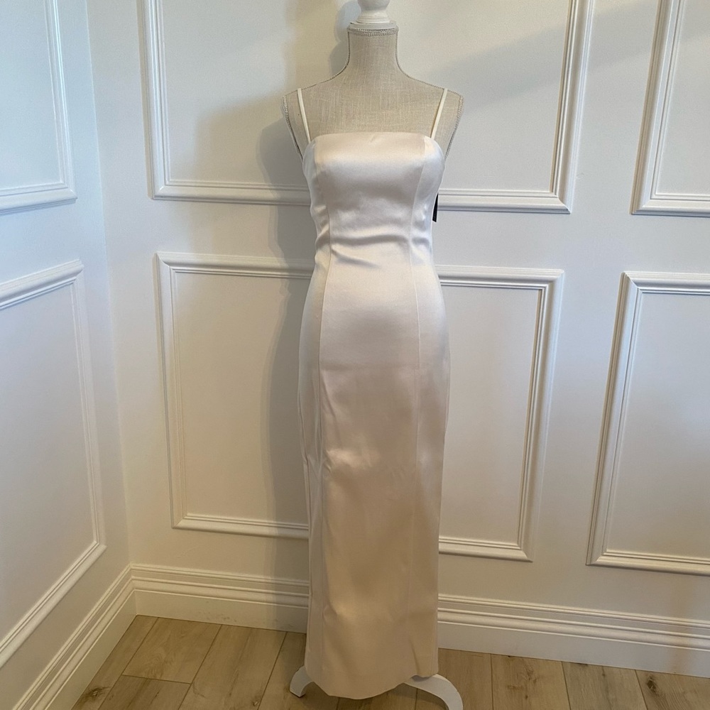 Michael Costello Ivory Satin Maxi Dress
